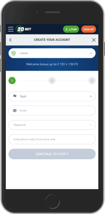شاشة تسجيل 20bet