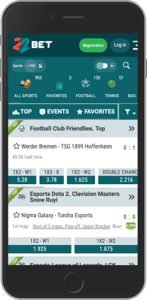 لقطة شاشة لصفحة الرياضة على الهاتف المحمول 22bet
