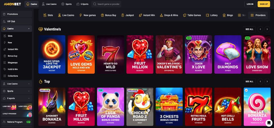 Amonbet نظرة عامة على الكازينو